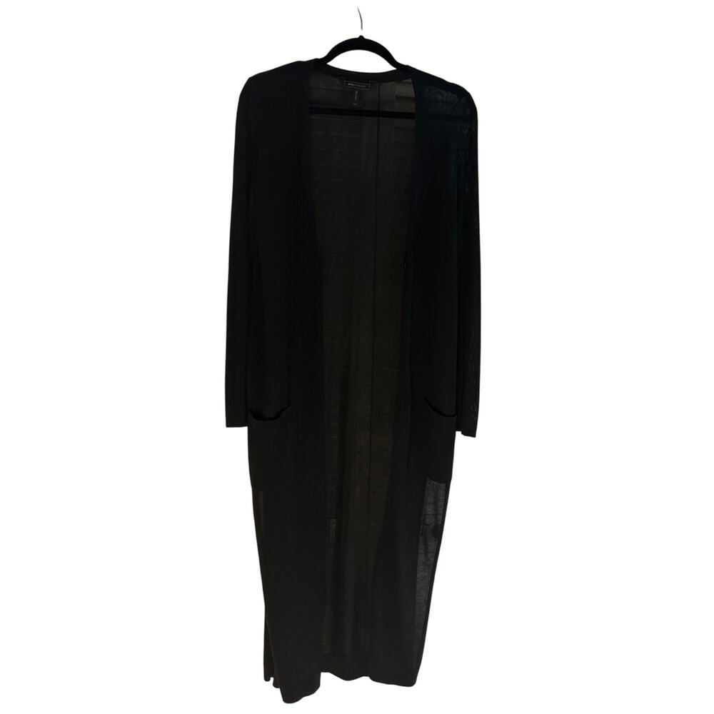 BCBGmaxazria women's Lightweight Black Mesh Long Sleeve Duster Size XS